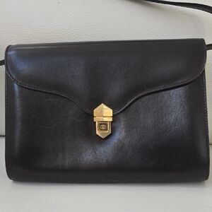 Gucci Dark brown vintage Leather Bag with Gold Accent
